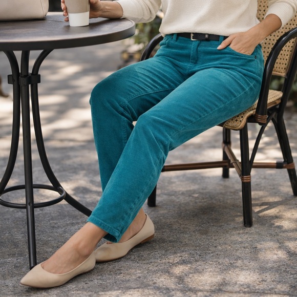 Talbots Denim - Talbots Turquoise Corduroy Ankle Pants 10P Boyfriend Fit
